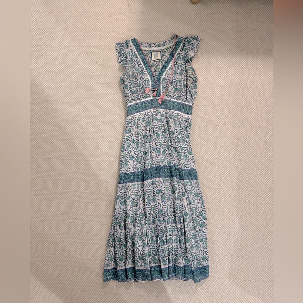 Alicia Bell flutter sleeve midi dress green-blue